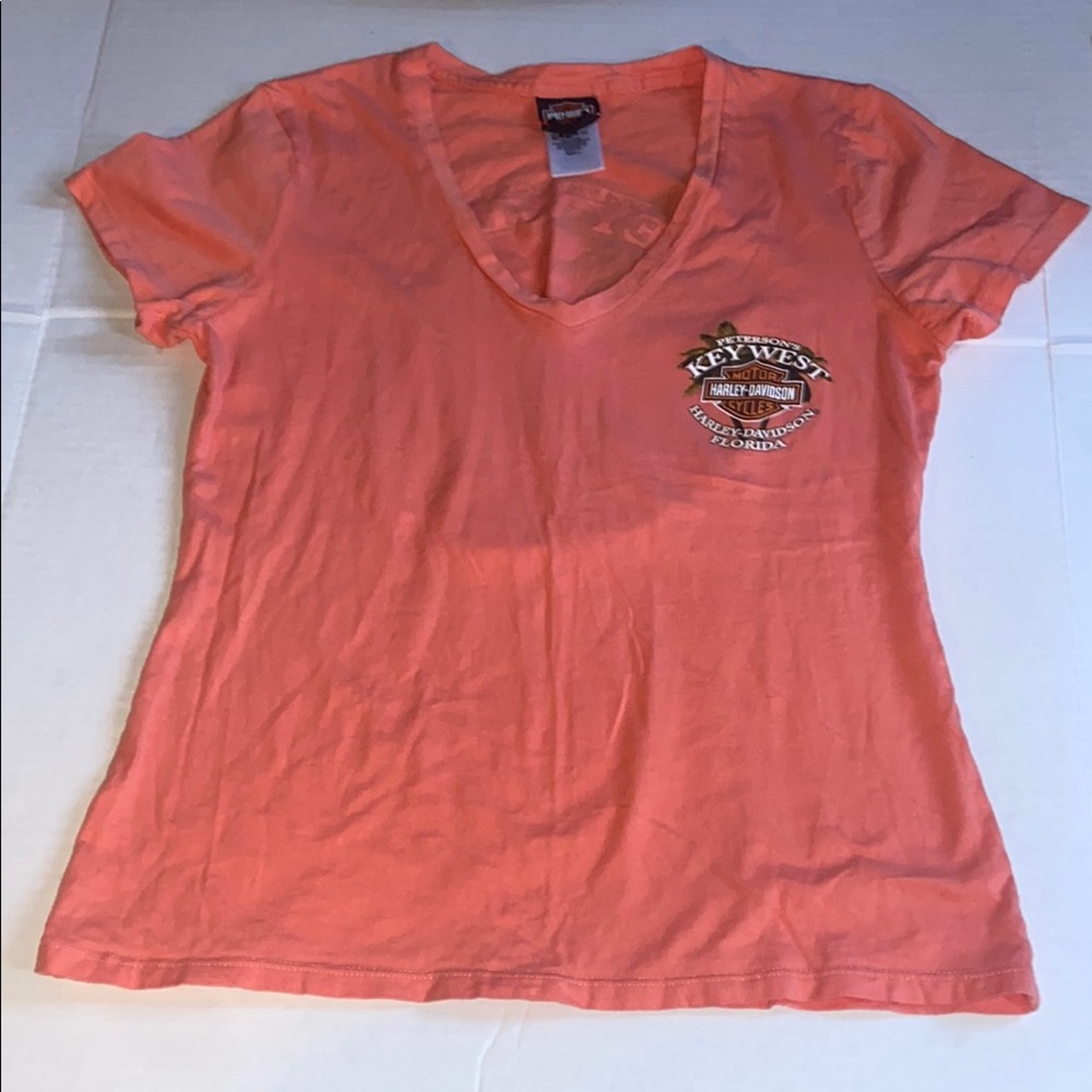 Harley-Davidson Peterson’s Key West Women's Orange V-Neck  large - Picture 3 of 4